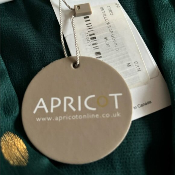 👛 (ANY 2/$60) NWT Classy APRICOT Metallic Wrap Midi Dress, Size 8 - Picture 5 of 8